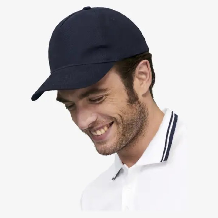 Textile: Casquette 5 panneaux Long Beach homme personnalisée, Divers coloris