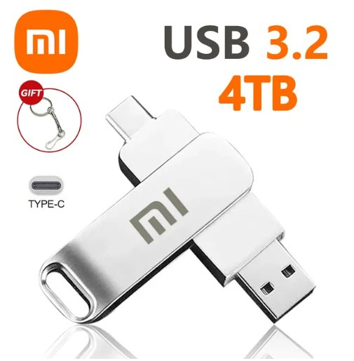 Clé USB / USB-C 3.0 - 2 en 1 ultra haute capacité Xiaomi U Disque 16 To USB 3.0 Haute Vitesse Clé USB 8 To 4 To Transfert Carte Mémoire Métal SSD Clé USB Clé USB Memoria