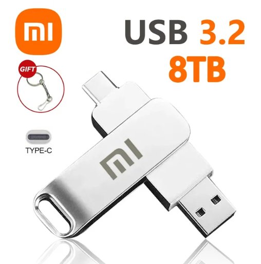 Clé USB / USB-C 3.0 - 2 en 1 ultra haute capacité Xiaomi U Disque 16 To USB 3.0 Haute Vitesse Clé USB 8 To 4 To Transfert Carte Mémoire Métal SSD Clé USB Clé USB Memoria