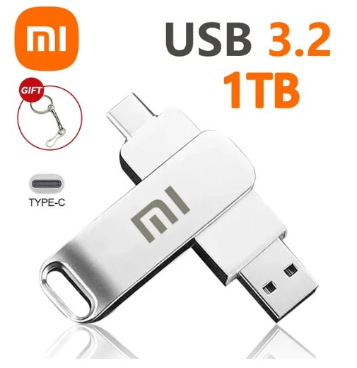 Clé USB / USB-C 3.0 - 2 en 1 ultra haute capacité Xiaomi U Disque 16 To USB 3.0 Haute Vitesse Clé USB 8 To 4 To Transfert Carte Mémoire Métal SSD Clé USB Clé USB Memoria