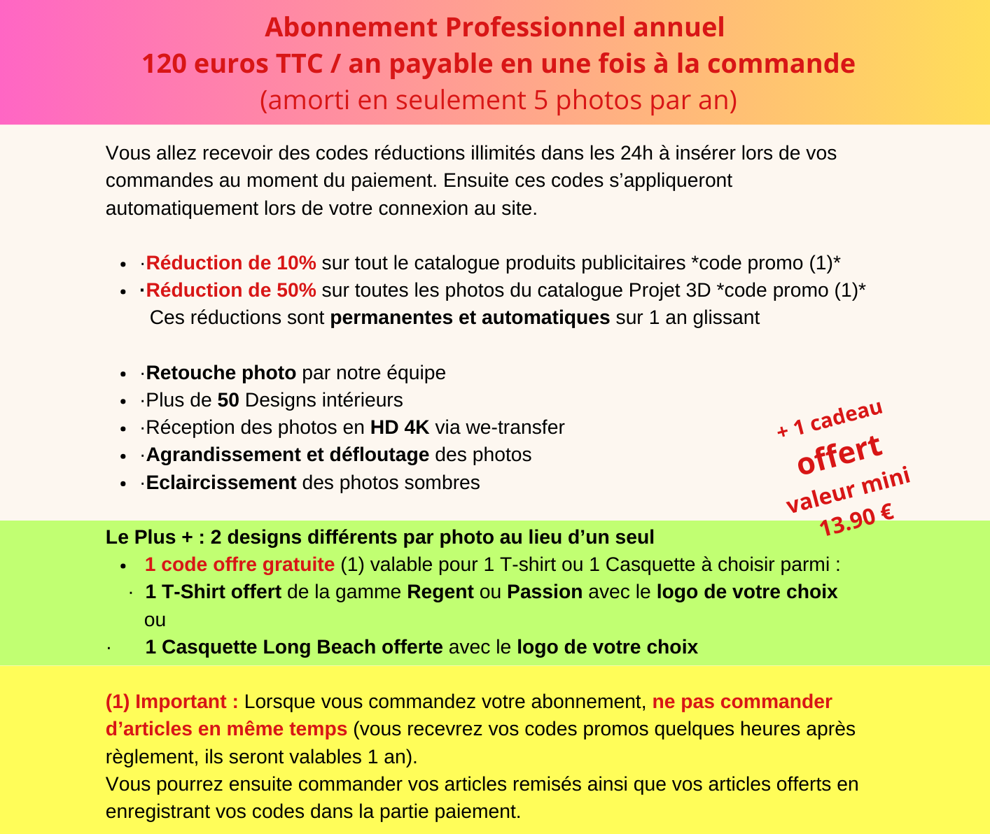 Abonnement professionnel annuel