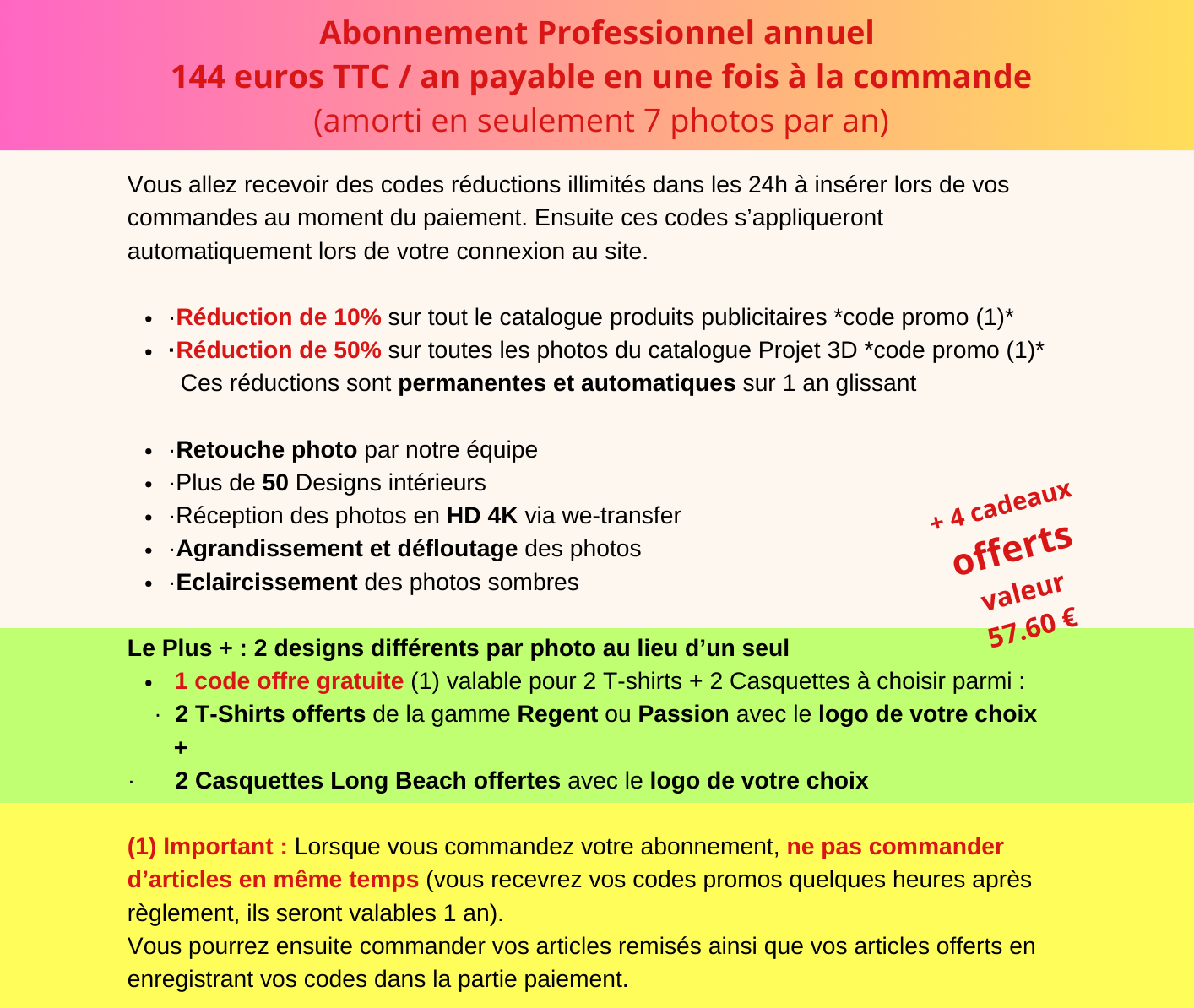 Abonnement professionnel annuel