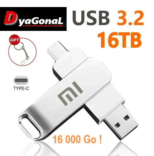 High tech: Clé USB/USB-C Xiaomi 3.2 ultra haute capacité de 1 To à 16 To ( stockage jusqu'à 3 millions de photos! ). Livraison sous 4 semaines