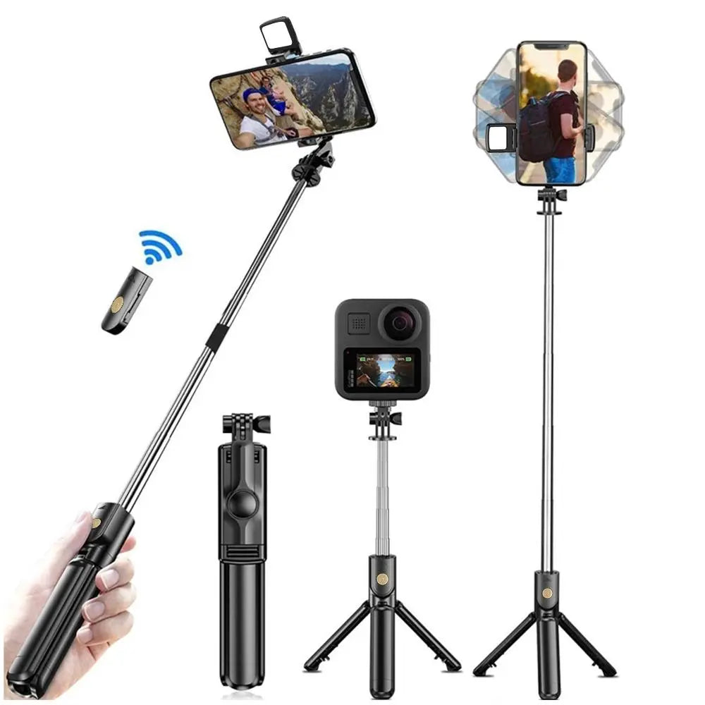 Support de trépied de perche à selfie sans fil avec trépied extensible à distance Bluetooth léger pour iPhone Téléphone portable Tiktok Live Streaming