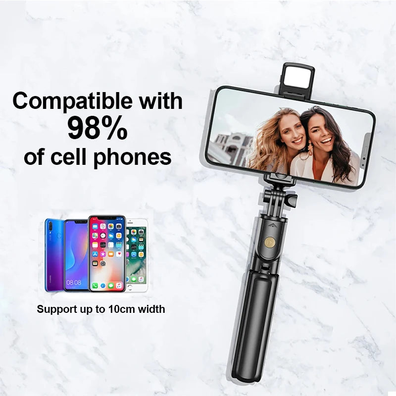 Support de trépied de perche à selfie sans fil avec trépied extensible à distance Bluetooth léger pour iPhone Téléphone portable Tiktok Live Streaming