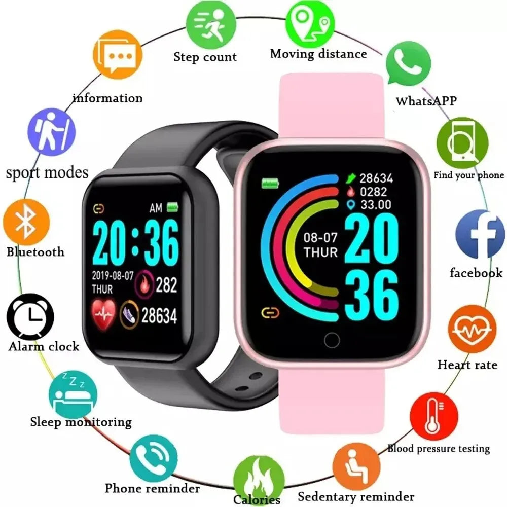 Montre Multifonctionnelle Intelligente Hommes Femmes Bluetooth Téléphone Connecté Musique Fitness Sports Bracelet Moniteur De Sommeil Y68 Smartwatch D20