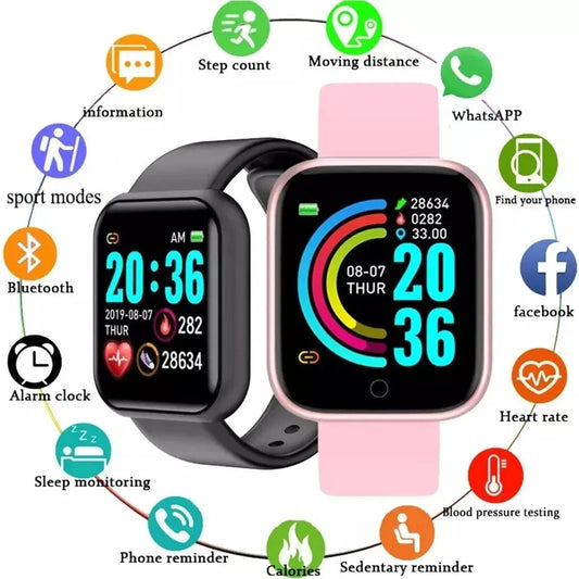 Montre Multifonctionnelle Intelligente Hommes Femmes Bluetooth Téléphone Connecté Musique Fitness Sports Bracelet Moniteur De Sommeil Y68 Smartwatch D20