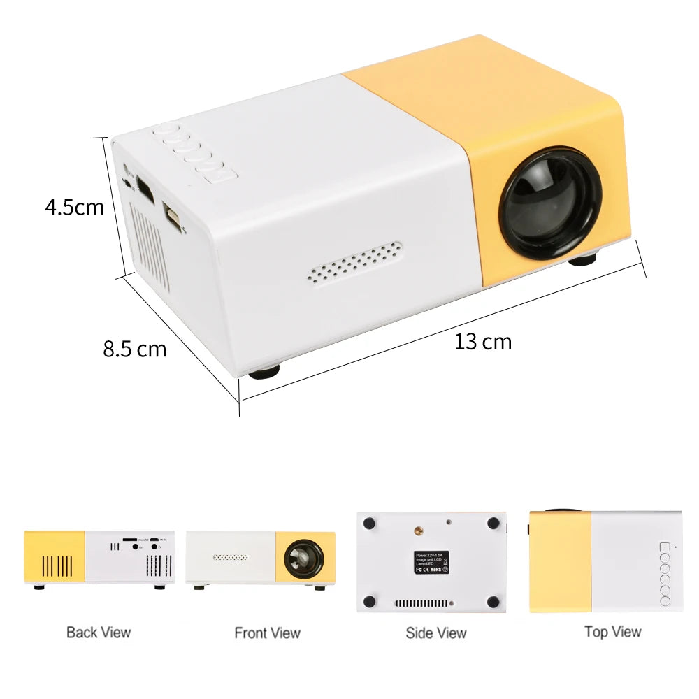 Mini Projecteur YG300 Pro LED Pris en charge 1080P Full HD Portable Beamer Audio HDMI USB Vidéoprojecteur Pour smartphone, PC...