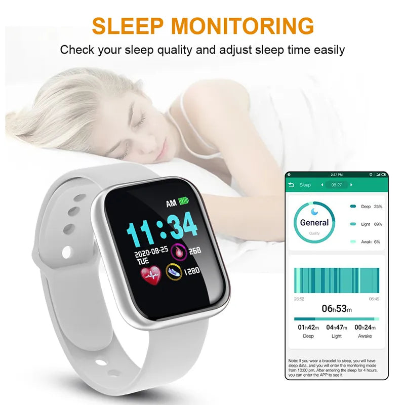 Montre Multifonctionnelle Intelligente Hommes Femmes Bluetooth Téléphone Connecté Musique Fitness Sports Bracelet Moniteur De Sommeil Y68 Smartwatch D20