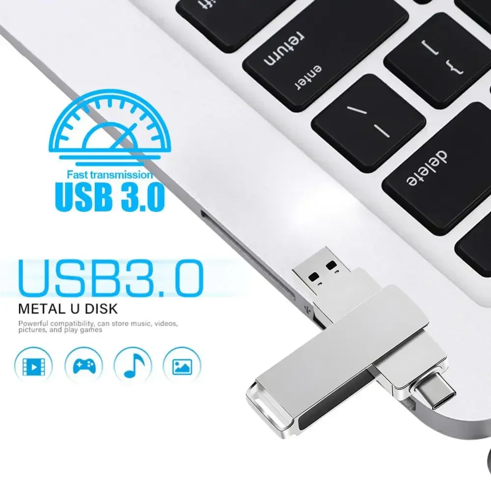 Clé USB / USB-C 3.0 - 2 en 1 ultra haute capacité Xiaomi U Disque 16 To USB 3.0 Haute Vitesse Clé USB 8 To 4 To Transfert Carte Mémoire Métal SSD Clé USB Clé USB Memoria