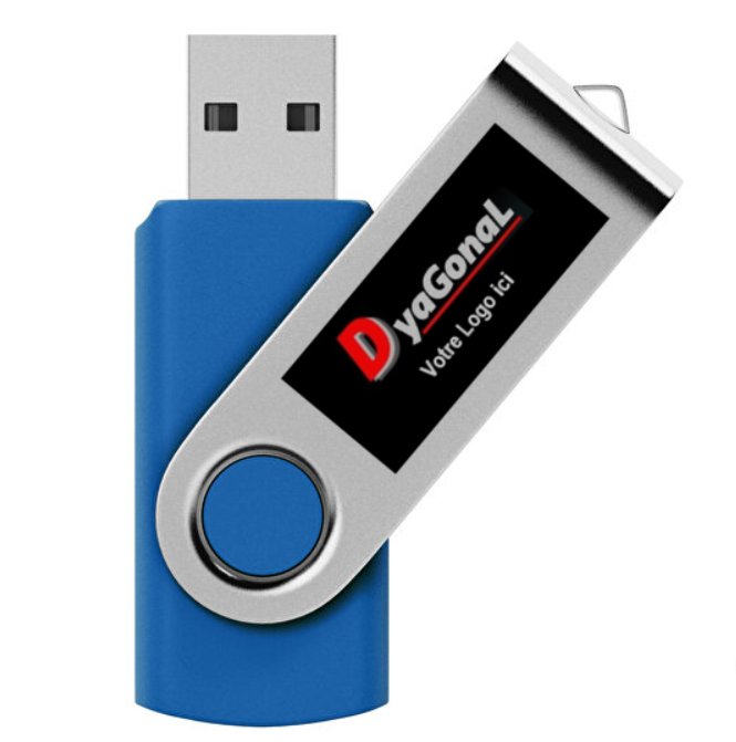 High Tech: Clés USB 32 Go à rotation personnalisées (Logo et/ou texte, tel... 2 lignes) coloris au choix: Lot de 100 pièces , Délai de conception: environ 3 semaines