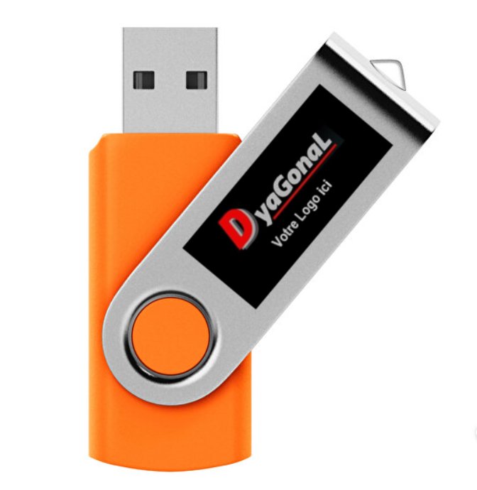 High Tech: Clés USB 32 Go à rotation personnalisées (Logo et/ou texte, tel... 2 lignes) coloris au choix: Lot de 100 pièces , Délai de conception: environ 3 semaines