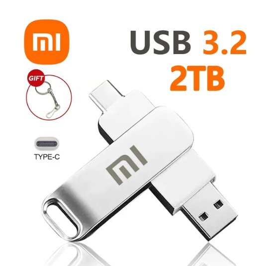 Clé USB / USB-C 3.0 - 2 en 1 ultra haute capacité Xiaomi U Disque 16 To USB 3.0 Haute Vitesse Clé USB 8 To 4 To Transfert Carte Mémoire Métal SSD Clé USB Clé USB Memoria