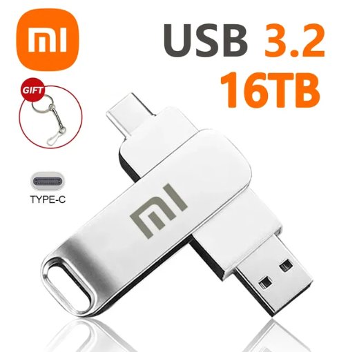 Clé USB / USB-C 3.0 - 2 en 1 ultra haute capacité Xiaomi U Disque 16 To USB 3.0 Haute Vitesse Clé USB 8 To 4 To Transfert Carte Mémoire Métal SSD Clé USB Clé USB Memoria