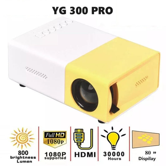 Mini Projecteur YG300 Pro LED Pris en charge 1080P Full HD Portable Beamer Audio HDMI USB Vidéoprojecteur Pour smartphone, PC...